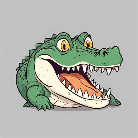 Crocodilo De Desenho Animado A Boca Aberta Em Fundo Branco Vetor