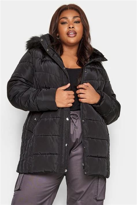 Yours Curve Plus Size Black Puffer Jacket Yours Clothing