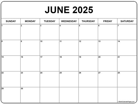 Images Of June 2025 Blank Calendar Free Jon A Rafferty