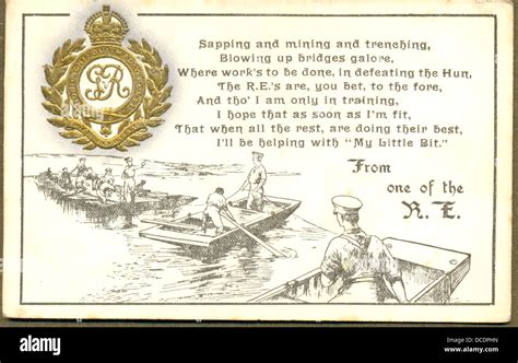 World War One Postcard With Royal Engineers Badge Stock Photo Alamy