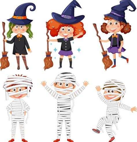 Set of halloween cartoon characters and elements 11279726 Vector Art at ...