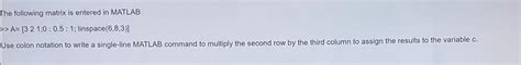 Solved The Following Matrix Is Entered In Chegg
