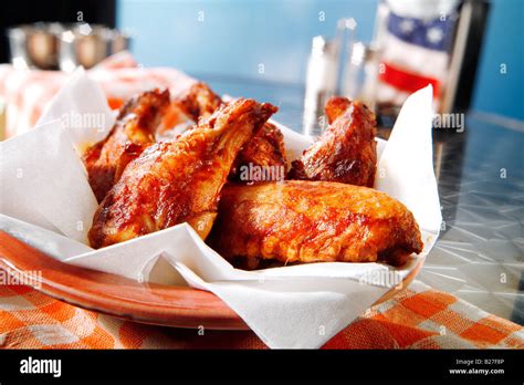 Barbecue Bbq Chicken Pieces In A American Diner Setting Stock Photo