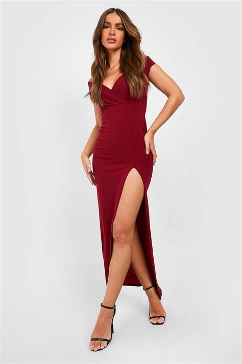 Wrap Off The Shoulder Maxi Bridesmaid Dress Boohoo