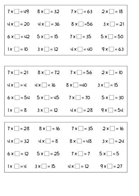 Tablas De Multiplicar Sin Los Resultados Insas