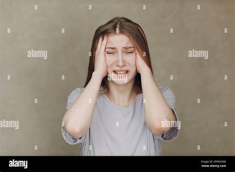 Portrait Of Young Caucasian Actress Crying Upset Woman Looking At