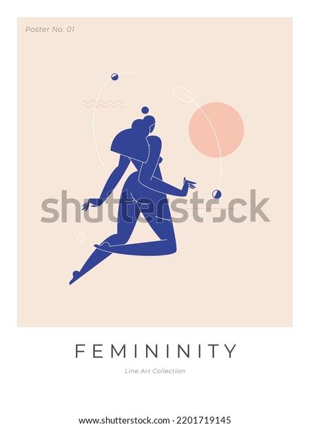 Contemporary Modern Print Woman Silhouette Nude Stock Vector Royalty