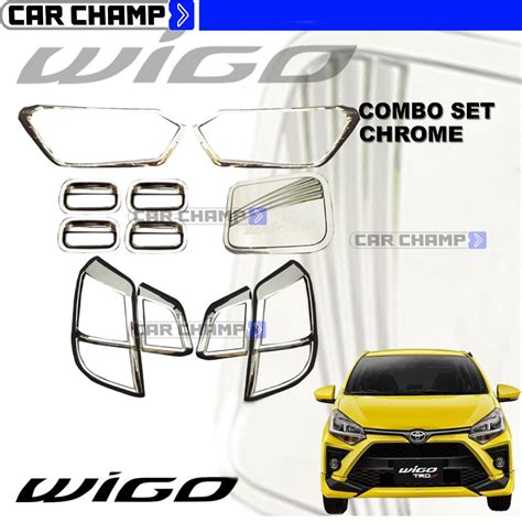 Toyota Wigo 2017 To 2022 Garnish Combo Set Cover Chrome V2 With FREE