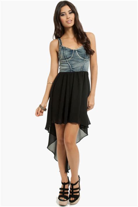 Cute Black Day Dress Denim Bustier Dress Day Dress 21 Tobi Us