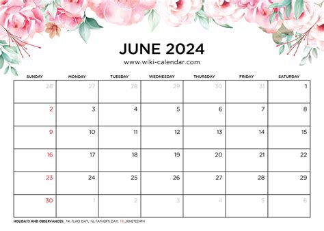 2024 June Calendar With Holidays Images Rahal Carmella