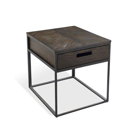 Benjara 22 In Brown Square Wood End Table With 1 Drawer And Box Frame