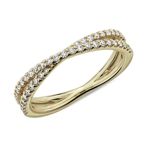 Contemporary Criss Cross Diamond Ring In 14k Yellow Gold 14 Ct Tw