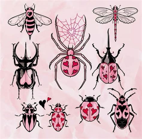 Dreamy Bug Tattoos With Hearts