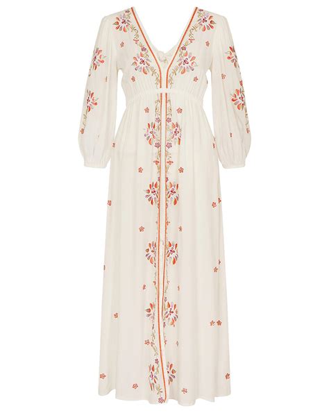 Monsoon Embroidered Maxi Kaftan Dress J D Williams