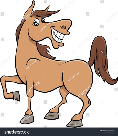 Cartoon Illustration Happy Horse Farm Comic Stock Vector (Royalty Free ...