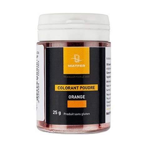 Colorant Alimentaire Orange 25 G En Poudre Hydrosoluble Matfer