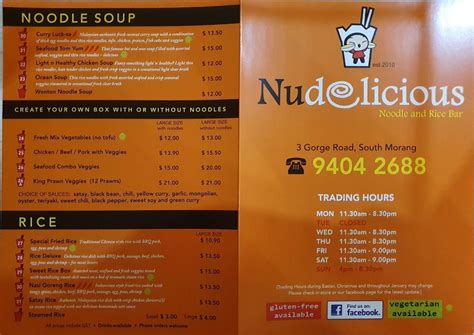 Menu At Nudelicious Fast Food South Morang