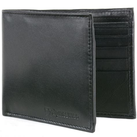 Alpine Swiss Mens Leather Wallet Money Clip Bifold Trifold Front Pocket