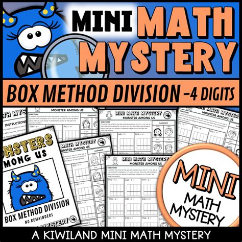 Box Method Long Division With No Remainders Mini Math Mystery Detective