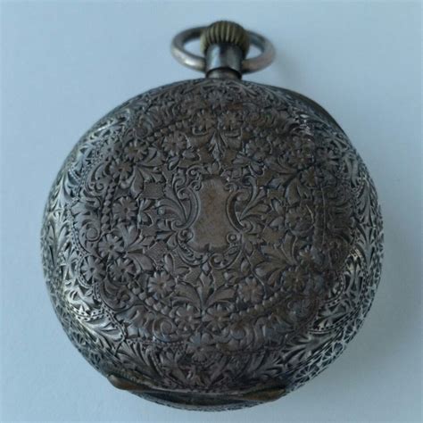 Ornate Engraved Silver Antique Pocket Watch Beautiful Design 935