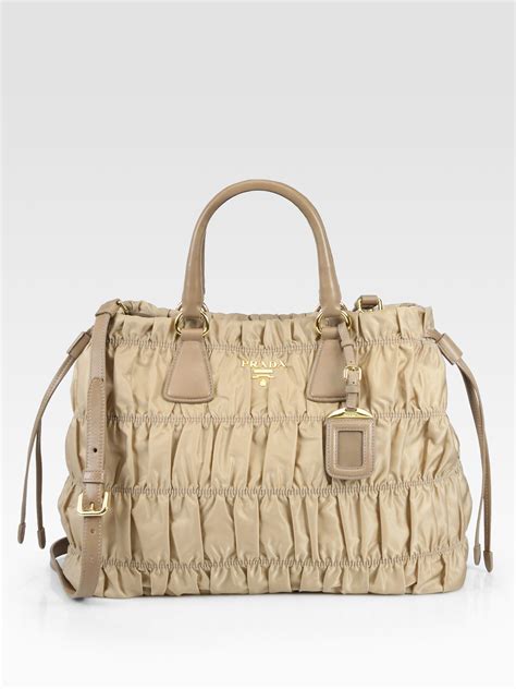 Prada Tessuto Gaufre Tote Bag In Natural Lyst