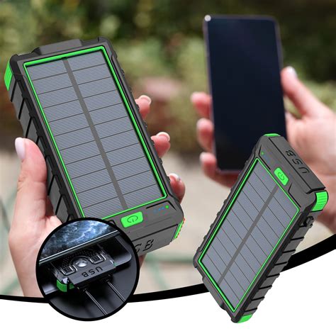 Czzoypi Power Bank Green Portable Charger Multi Functional Real 20000mah Solar Power Bank With