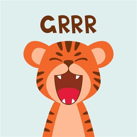 Download Flat cute tiger open mouth roar. Trendy Scandinavian style ...