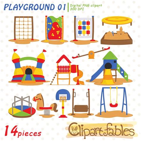 PLAYGROUND Clipart, Slide, Sandbox, Park, Playground Activity, Outdoor Clip Art, INSTANT ...