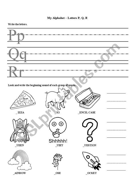 My Alphabet P Q R Esl Worksheet By Irena82