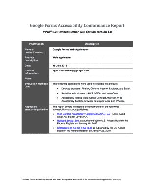 Fillable Online Google Forms Accessibility Conformance Report Fax Email