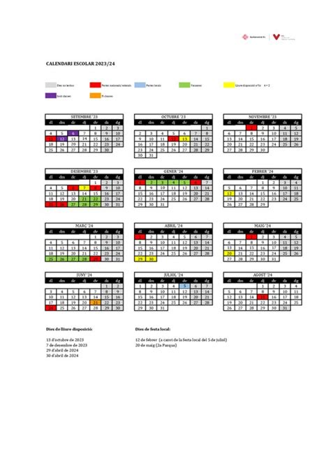 Calendari Escolar Curs 2023 2024 Ajuntament De Vic