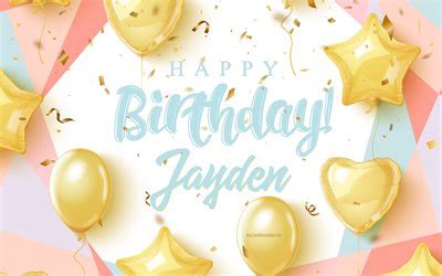 Download Happy Birthday Jayden, 4k, Birthday Background with gold ...