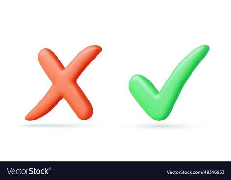 Green Tick Check Mark And Cross Symbols Royalty Free Vector