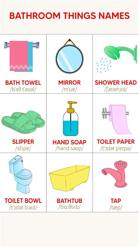 Bathroom Vocabulary - Bathroom things Names | Atividades