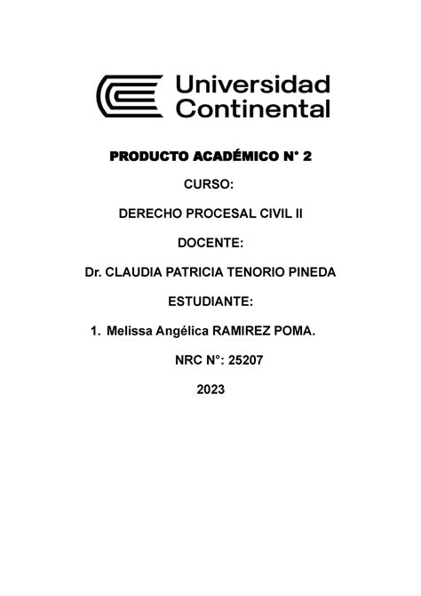 Producto Académico 02 derecho procesal civil II PRODUCTO ACADÉMICO N