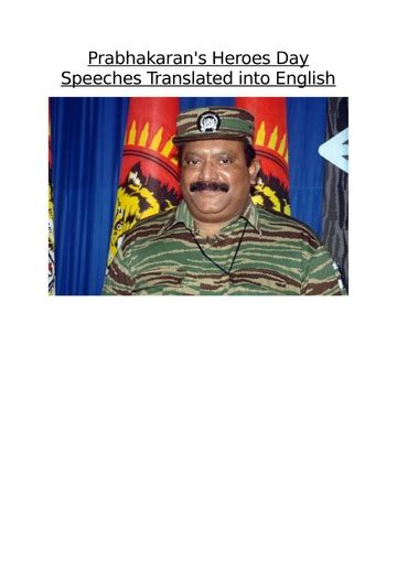 Prabhakaran's Heroes Day Speeches Translated Into English : Free ...