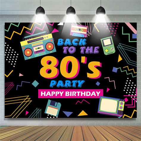 Lofaris Back To 80s Party Theme Happy Birthday Backdrop