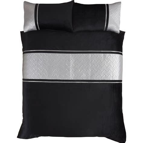 Rapport Home Capri Super King Black And Silver Velvet Duvet Set Wilko