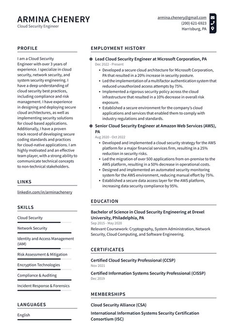 Microsoft Cloud Security Engineer Resume Examples