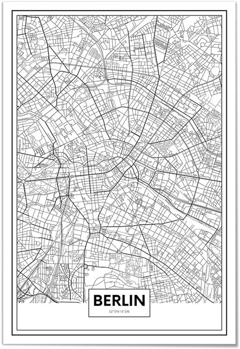 Panorama Póster Mapa De Berlín 50x70cm Impreso En Papel De 250gr