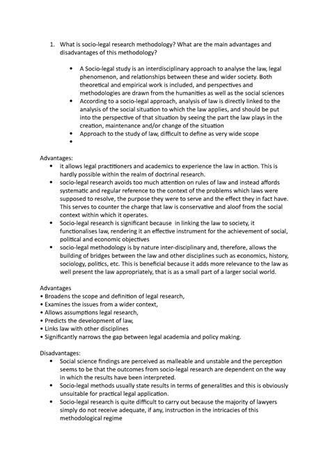 Seminar 8 What Is Socio Legal Research Methodology What Are The Main