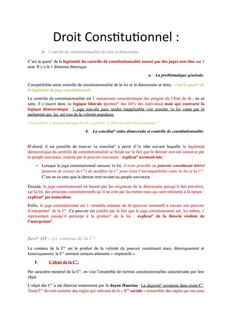 Droit Constitutionnel Cest La Quest De La L Gitimit Du Contr Le