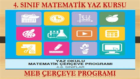 4 Sınıf Matematik Yaz Kursu MEB Çerçeve Programı Meb Ders