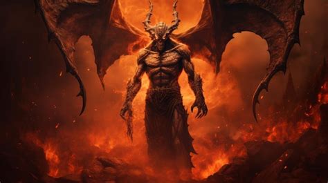 Premium AI Image | Eerily Realistic Demon Concept Art Devil In Hell With Fiery Wings