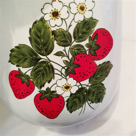 Vintage Mccoy Five Piece Ceramic Strawberry Kitchen Canister Set