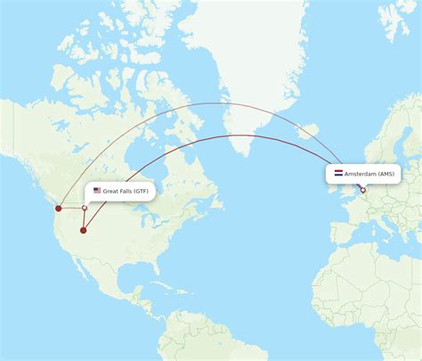 All Flight Routes From Amsterdam To Great Falls AMS To GTF Flight Routes