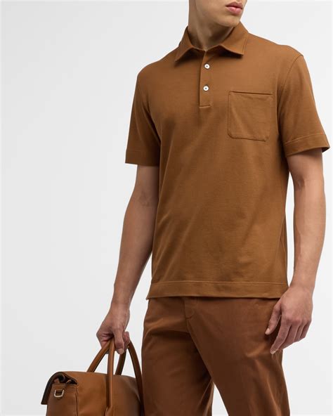 Zegna Men S Vicuna Pocket Polo Shirt Neiman Marcus