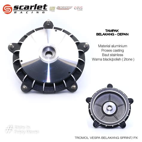 Jual Scarlet Racing Tromol Trombol Hub Depan Belakang Set Vespa