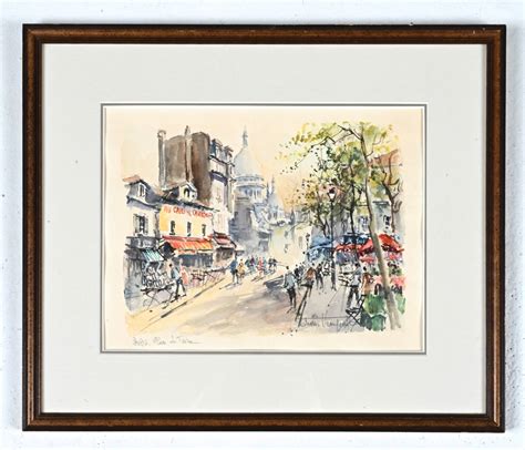 Original Signed Watercolor; Paris Street Scene Auction