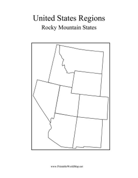 Us Map Rocky Mountain States Printable Map